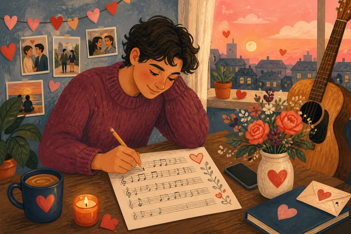 Gouache illustration of the check-in before a difficult meeting, a shared grocery routine, a regular walk inspiring a handmade the style that best matches your current relationship